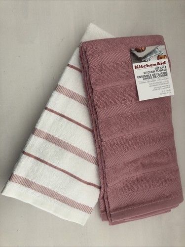 New KitchenAid Set of 4 Cotton Plush Kitchen Dish Towels Dried Rose Pink HDRA - Picture 2 of 2