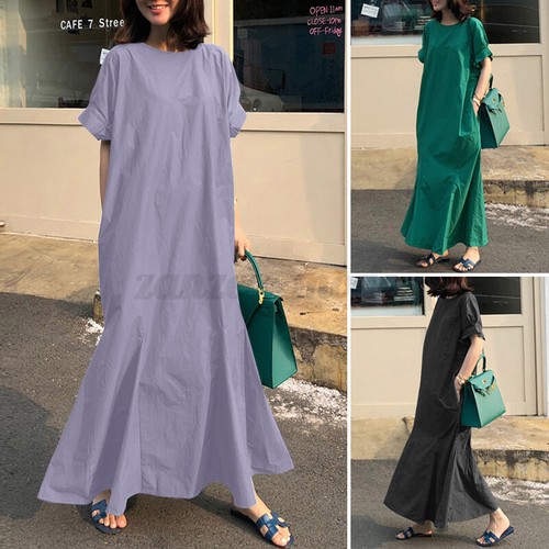 Short Sleeve Casual Loose Cotton Kaftan 