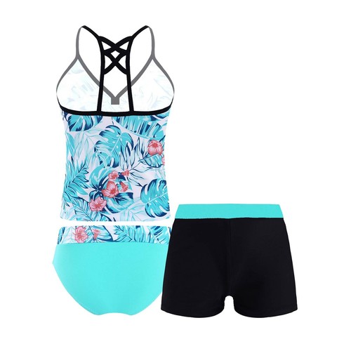 Kids Girls Tankini Swimsuit Tank Tops Bottoms Shorts Set Swimwear Bathing Suit - Picture 19 of 146