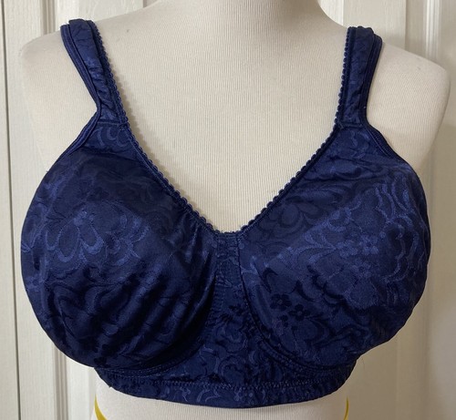 Playtex Gr. 42DD BH ohne Bügel einfarbig blau Blumenmuster 4745 Rückenverschluss Komfort - Bild 3 von 13