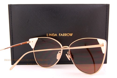 Brand New Linda Farrow Sunglasses LFL/1028/C4 Rose Gold/Brown with Copper Mirror - Picture 5 of 6