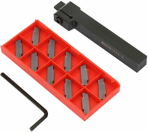 MGEHR1212-3 Lathe Cut Off Grooving Parting Tool Holder With 10pcs Inserts Set - Picture 1 of 11