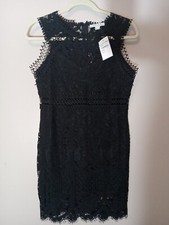 Favlux Women Black Lace Crochet Sexy Short  Overlay Sleeveless Dress Size L