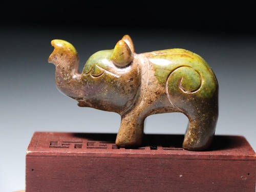 China Folk Dynasty Ancient Old Jade Stone Elephant God Statue Amulet Pendant B70 - Picture 7 of 11