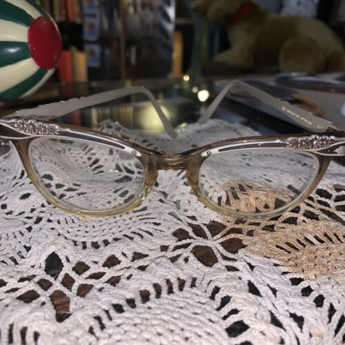 50's Vintage AMERICAN OPTICAL Cateye Jeweled Alumi