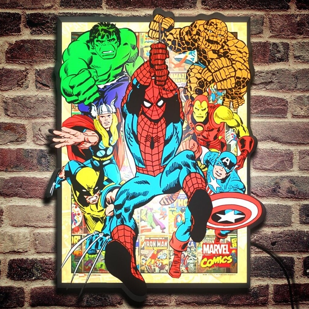 Vintage Marvel Comics Avengers LED Lightbox - Illuminate Your