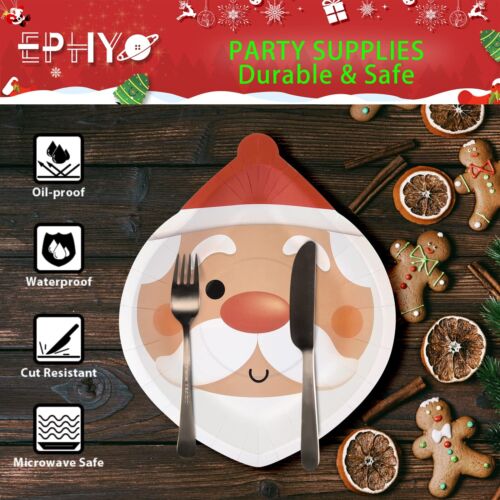 50 Christmas Paper Plates Disposable Party Dinner Plates Oval Holiday Dinnerware - Picture 6 of 8