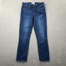 PAIGE Womens Size 27 Skyline Skinny Distressed Raw Hem Stretch Denim Jeans