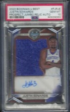 JUSTIN EDWARDS 2023 BOWMAN U BEST JUMBO JERSEY PATCH AUTO PSA 10 GEM MINT POP 3