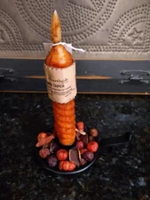 6.25" Pumpkin Timer Taper Candle with Candle Pan & Potpourri ~ Fall Autumn Decor