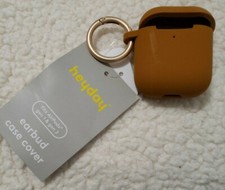 Heyday Earbud Case Cover With Clip Brown Silicone For AirPods Gen 1 and 2