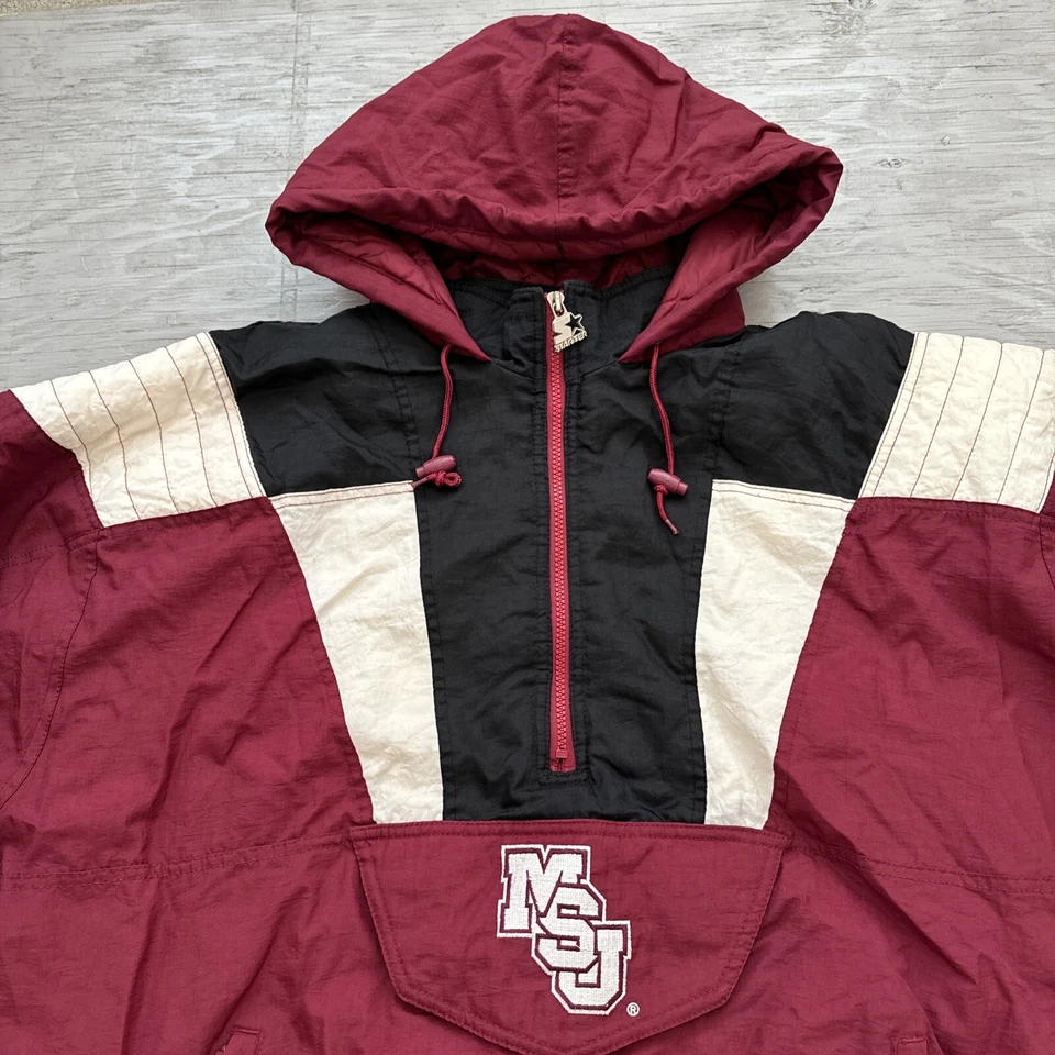 VTG 90s NCAA starter MSU Mississippi State Bulldogs Pullover 1/2 Zip Jacket XL - Image 4 of 4