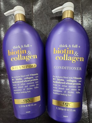 OGX THICK & FULL BIOTIN & COLLAGEN SHAMPOO & CONDITIONER 40 FL OZ EACH WHEAT