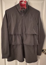 EUC Retro ATHLETA Small Gray Twirly Ruffle Jacket With Tiered Layers Stretch HTF