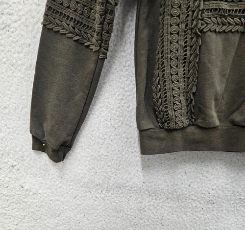 J O A Los Angeles Women Small Brown Cotton Blend Long Sleeve Lace Trim Pullover - Picture 4 of 19