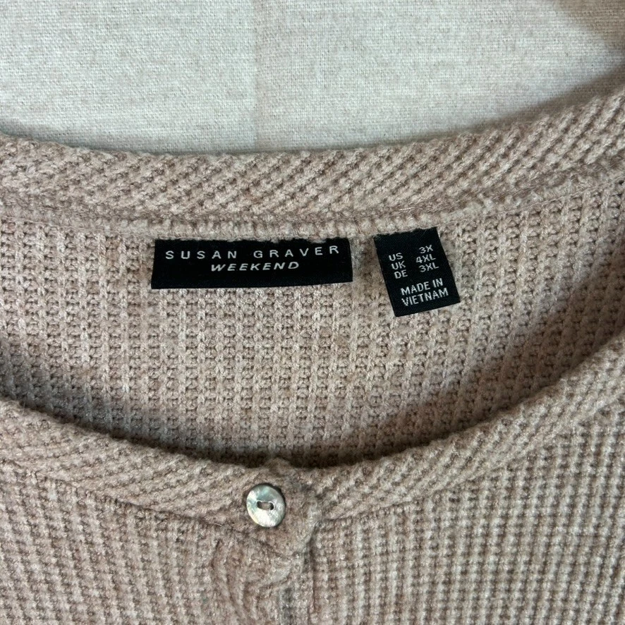 Top Susan Graver Weekend Mujer Waffle Térmico Henley Talla 3X Cómodo Suave Cepillado Foto 3 de 4