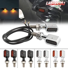 Pair Motorcycle Turn Signal Lights Mini Blinker Amber Indicator Lights Universal