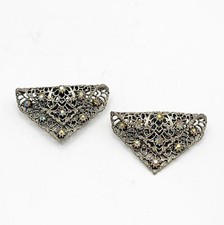 Vtg MUSI Shoe Clips Folded Napkin Iridescent Rhinestones Jewelry