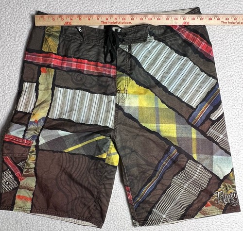 RIP CURL Sz 38 Men’s Board Abstract Print Embroidered Tribal Design Zip Pocket - Picture 2 of 7