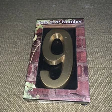 Solid Brass Address Plaque. Number 9 Or 6. By Softcurve 4” X 2”. New.
