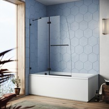 SUNNY Frameless Pivot Shower Tub Door 48" W x 58" H 5/16" Clear Glass Panel