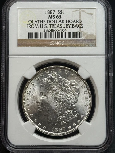 1887 Morgan Silver Dollar NGC MS 63 Olathe Hoard From US Treasury Bags