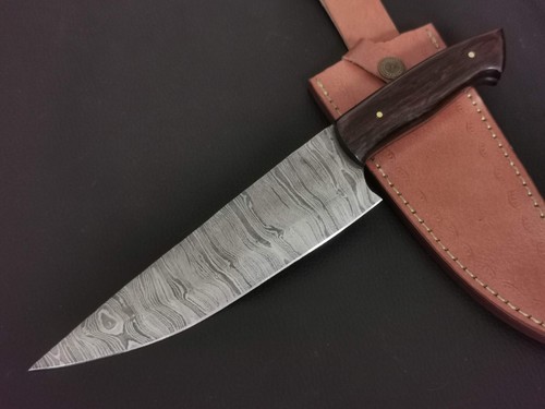 12" CUSTOM HAND MADE DAMASCUS STEEL CHEF KNIFE ROSEWOOD HANDLE W/SHEATH 5425 - Picture 5 of 7