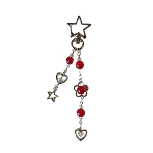 Handmade Star Heart Keychain Wrist Strap Five-Pointed Star Phone Chain Antilost