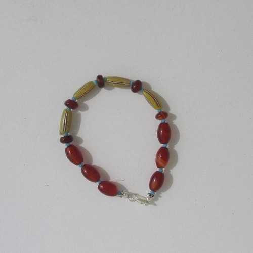 TRADE BEAD, STONE, CRYSTAL BRACELET VINTAGE TRADE BEADS NATURAL STONE SWAROVSKIS - Picture 4 of 8
