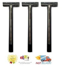 3 Gillette Trac II Razor Handle 7 o'clock PII Metal Shaver Fit Schick cartridges