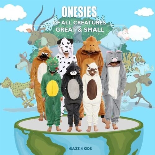 Kids Fleece A2Z Onesie One Piece Jumpsuit Camel Pyjamas World Book Day Costume - Picture 2 of 11