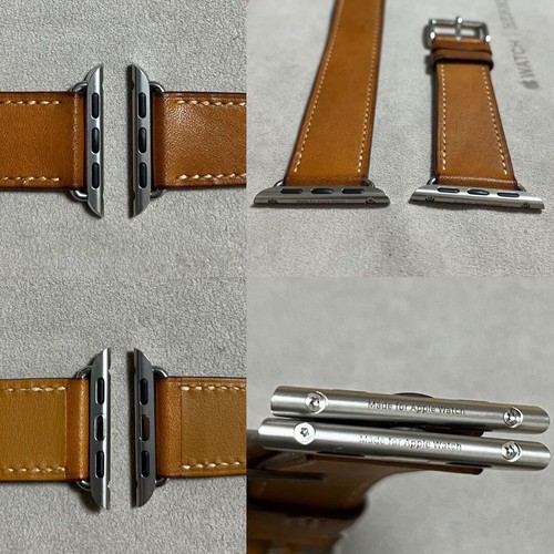 HERMES Apple Watch 38/40/41mm Fauve Brown Leather Band Double Tour with Box - Photo 11/14