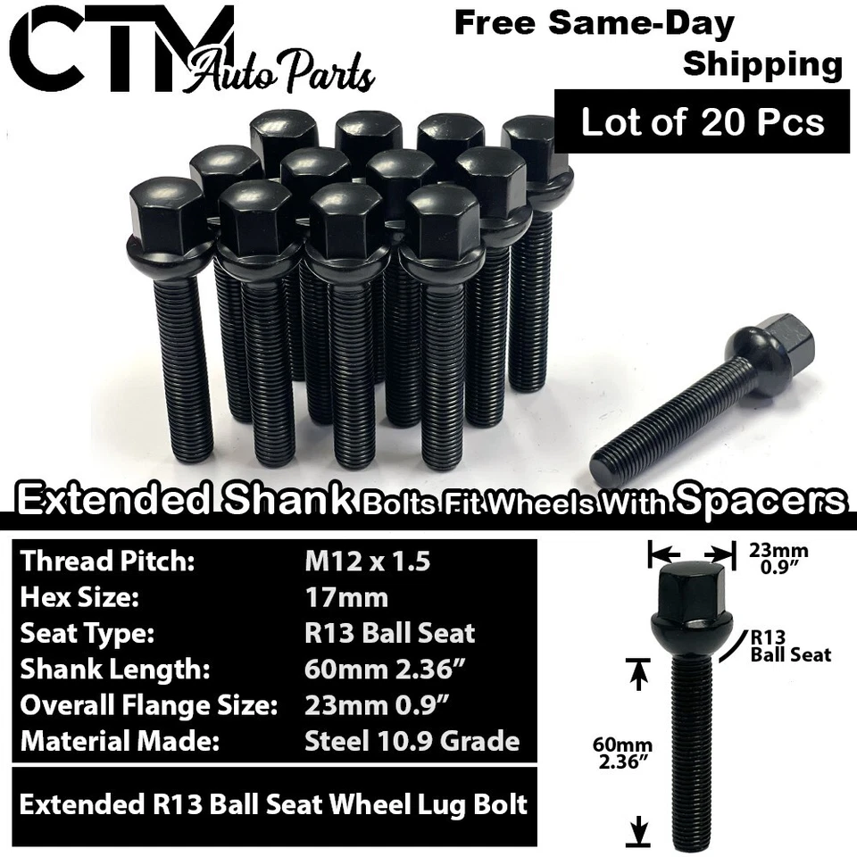 4x 30mm Thick 5x112 66.56mm CB Wheel Spacer 12x1.5 Black Bolt Fit Mercedes Wheel - Image 2 of 4