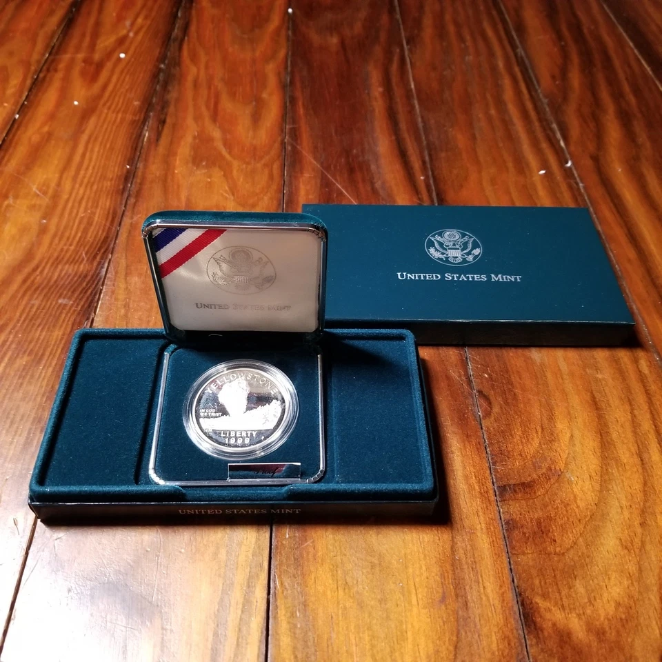 1999 P Yellowstone National Park Proof Commemorative Silver Dollar w/ COA FIS - Image 2 of 4