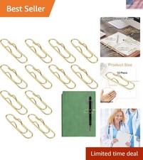 Stylish 12-Pcs Gold Metal Paper Clips - Perfect Gift for Stationery Lovers
