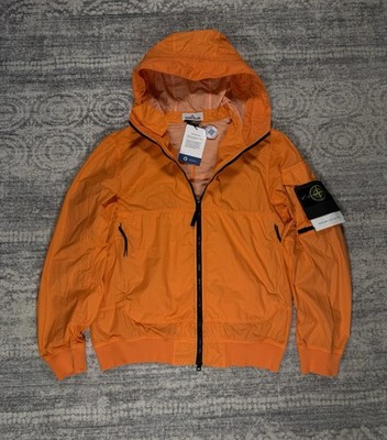 STONE  フード付きジャケット オレンジ STONE ISLAND NWT Naslan Light Watro Orange Hooded Full Zip Jacket