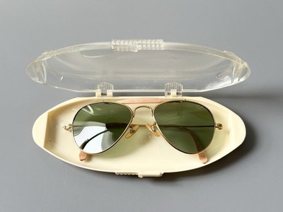 VINTAGE WILLSON PRODUCT WILLSONITE AVIATOR SUNGLASSES w/ PLASTIC CASE ANTIQUE