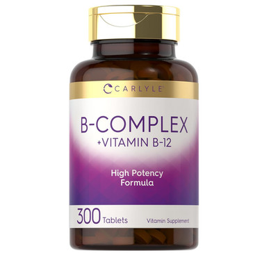 B-Complex Vitamin with B12 | 300 Tablets | High Potency Formula | Vegetarian and