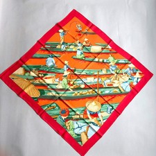 Hermes March Flottant Du Lac Inl II pattern silk scarf - 2002 vintage - origin