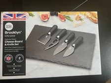 Taylors Eye Witness, Brooklyn Chrome, Slate Cheese Board, 4 Piece Knife Set NIB