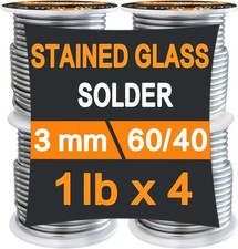 60/40 Solder for Stained Glass, 1/8" 3mm Dia, 4 lb Pack, Supplied by ANOSON