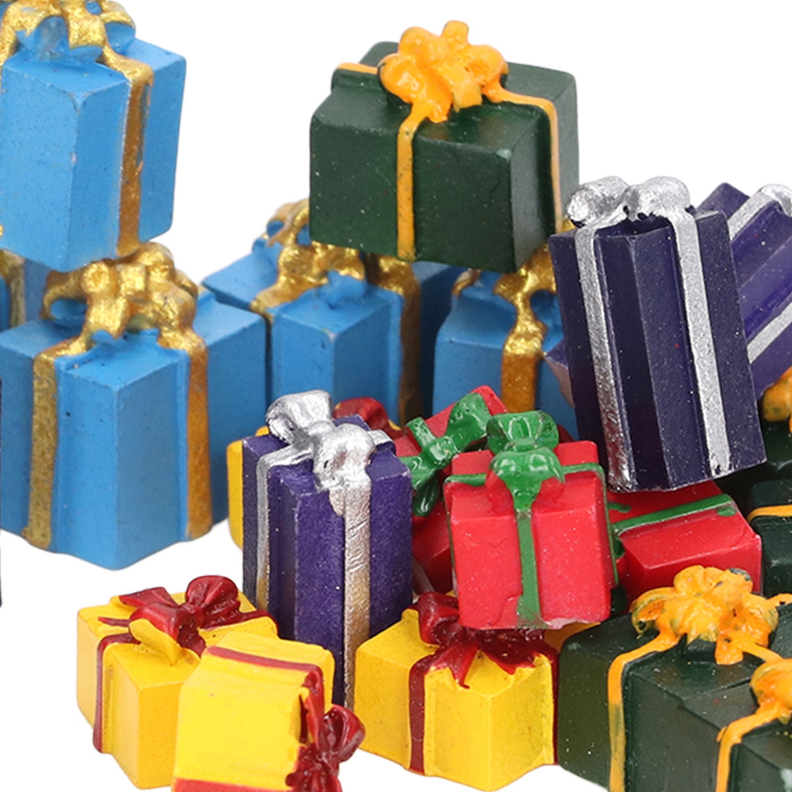 25Pcs Miniature Christmas Present Boxes Resin Ornaments For 1:12 Dollhouse Decor