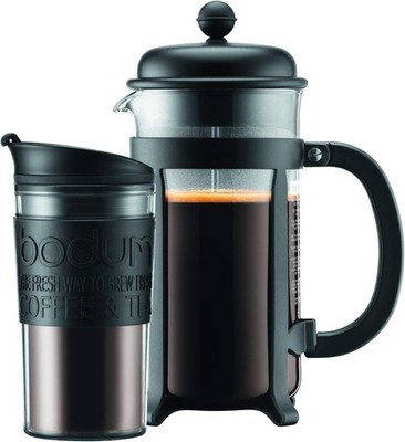 Bodum JAVA Set French Press Kaffeebereiter 1L + Travel Mug Kaffeebecher 0,35L