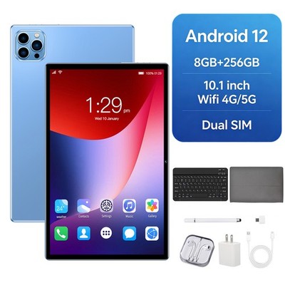 10.1'' WIFI 5G Tablet Android 12 IPS HD 8GB+256GB 4G Dual SIM Bundle Keyboard