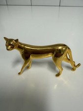 Vintage Franklin Mint Collection Curio Cat Figurine Sculpture Art Deco Gold