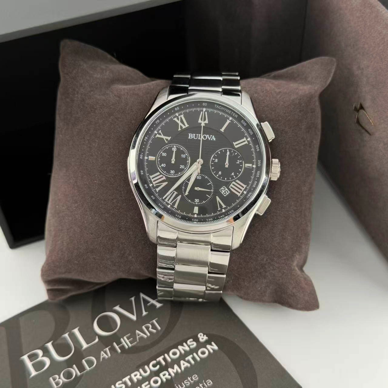 New Bulova Wilton Men's Chronograph Quartz Watch Stainless Steel 96B288 46.5 mm