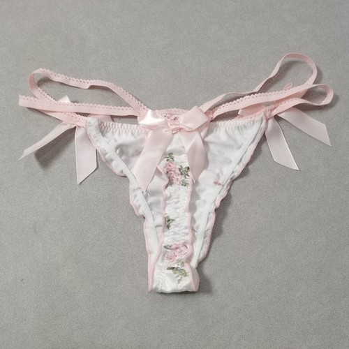 Sweety Girl Satin Thong Underwear with Ruffle Trim Cute G string Panties - Picture 8 of 16