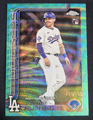 Topps 2025 Chrome Update Dalton Rushing Dodgers #USC151 Aqua Wave RC /199