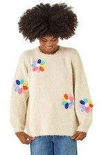Roman Originals Floral Rainbow Knit Jumper For Women UK - Ladies Autumn Winter