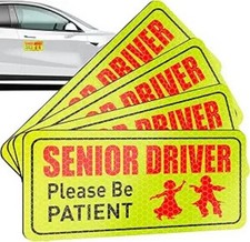 Please Be Patient Drivers Reflective Magnetic Safety Sign, 4 PCS Stickers for Ca